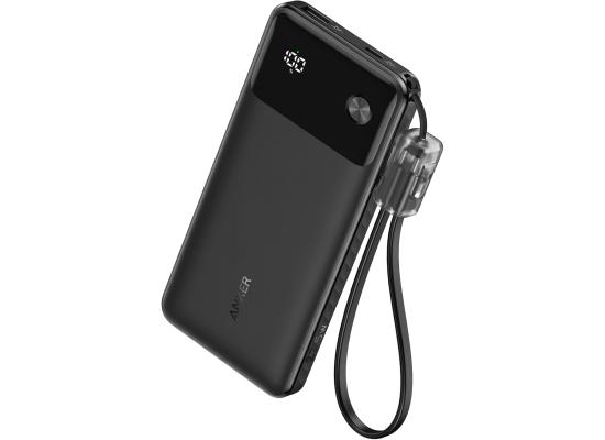 Anker Power Bank Powercore 10000mAh 22.5W Portable Charger with USB C Lanyard Cable- Black